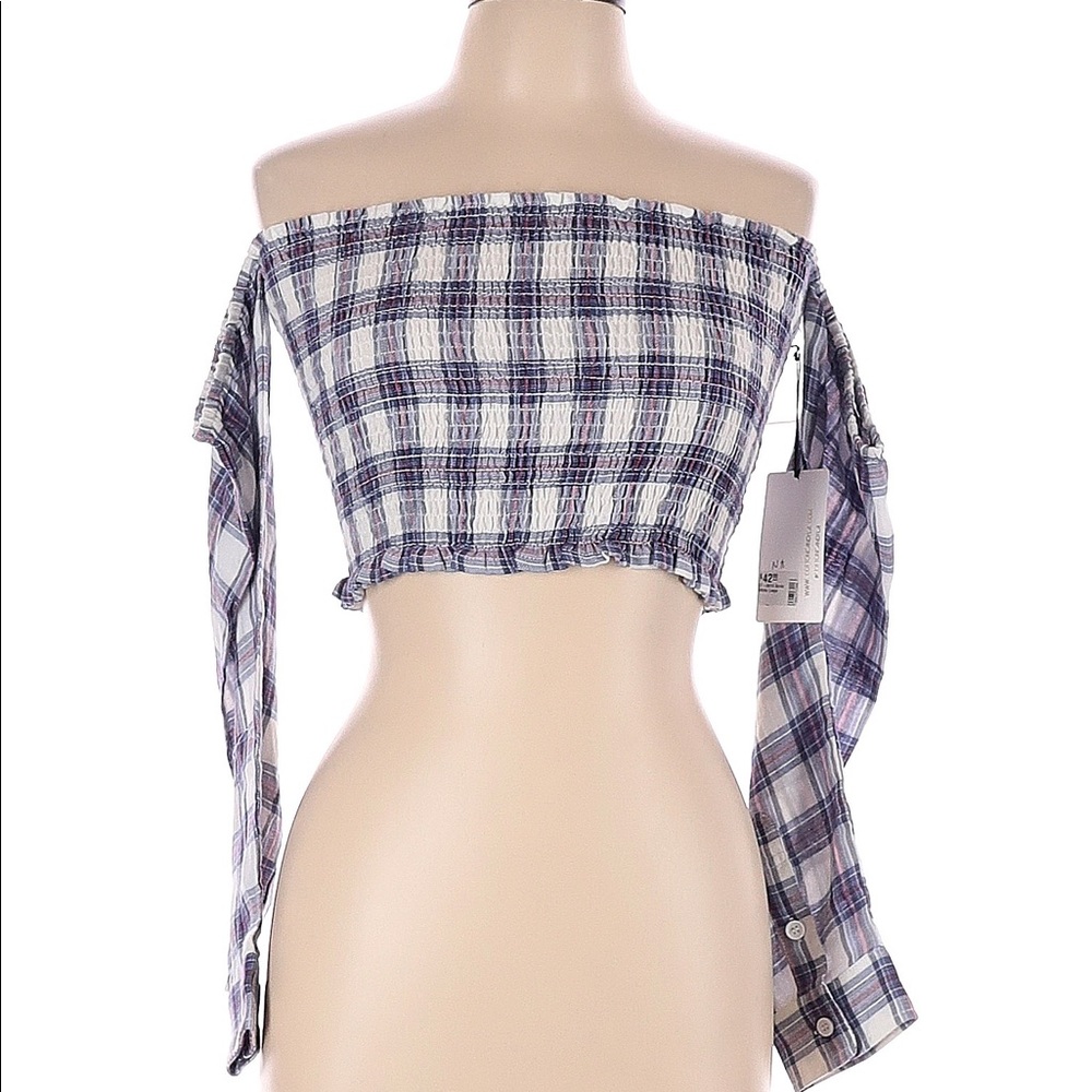Plaid Off The Shoulder Crop Top
